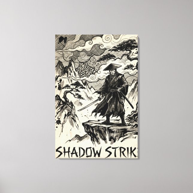 Impressão de Arte em Tela Samurai Shadow Strike (Frente)