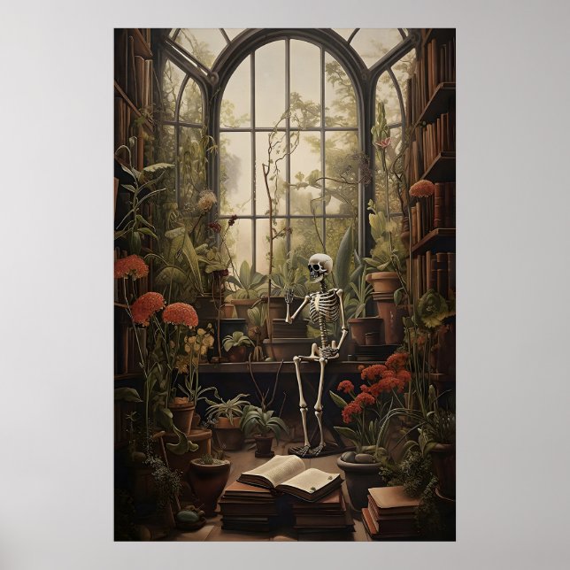 Impressão de Arte Esqueleto da Biblioteca Botânica (Frente)