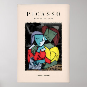 Impressão de Arte Figuras Abstratas Casal Lendo de