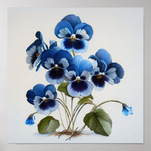 Impressão de Arte Flor Azul Violas