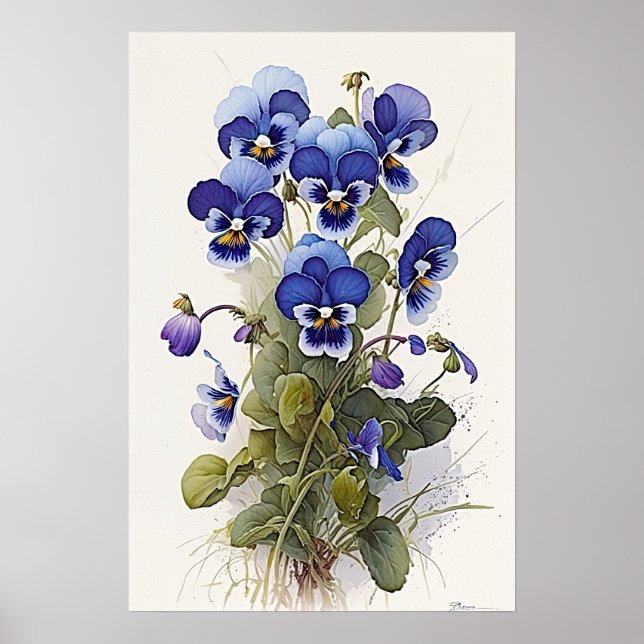Impressão de Arte Flor Azul Violas (Frente)