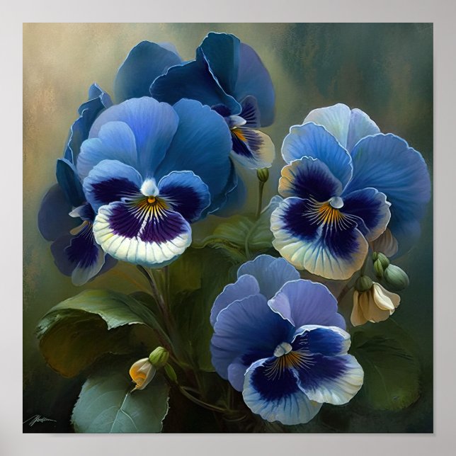 Impressão de Arte Flor Azul Violas (Frente)