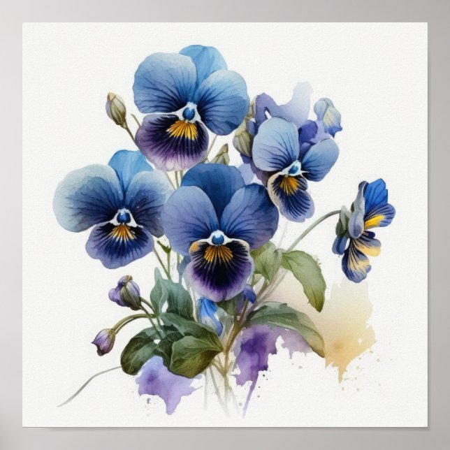 Impressão de Arte Flor Azul Violas (Frente)