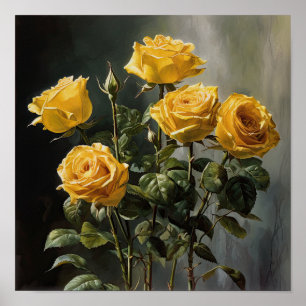 Impressão de Arte Flor de Rosas Amarelas