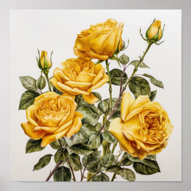 Impressão de Arte Flor de Rosas Amarelas (Frente)