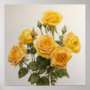 Impressão de Arte Flor de Rosas Amarelas