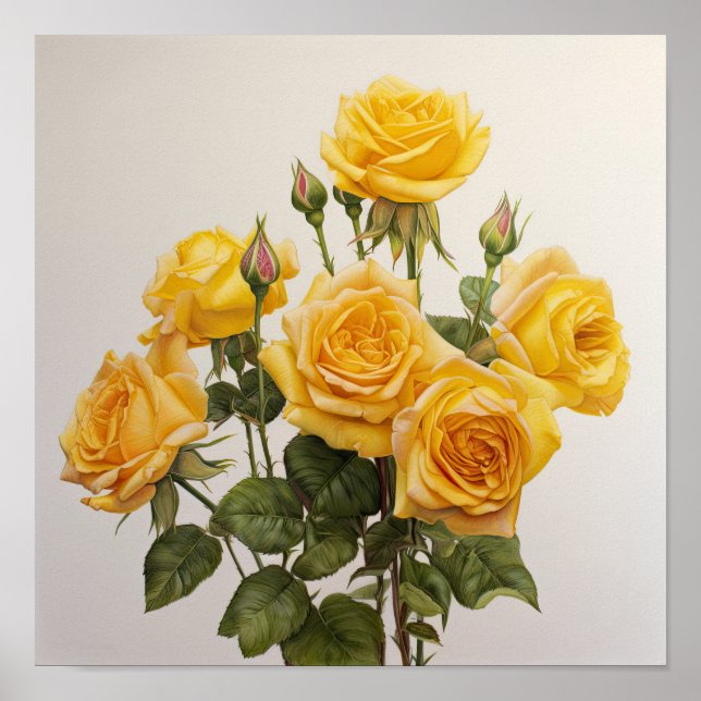 Impressão de Arte Flor de Rosas Amarelas (Frente)