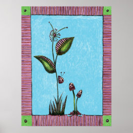 Impressão de Arte, Flor Joaninha Cogumelos