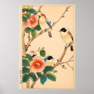 Impressão de Arte Floral Japonesa - Xilogravura Vi