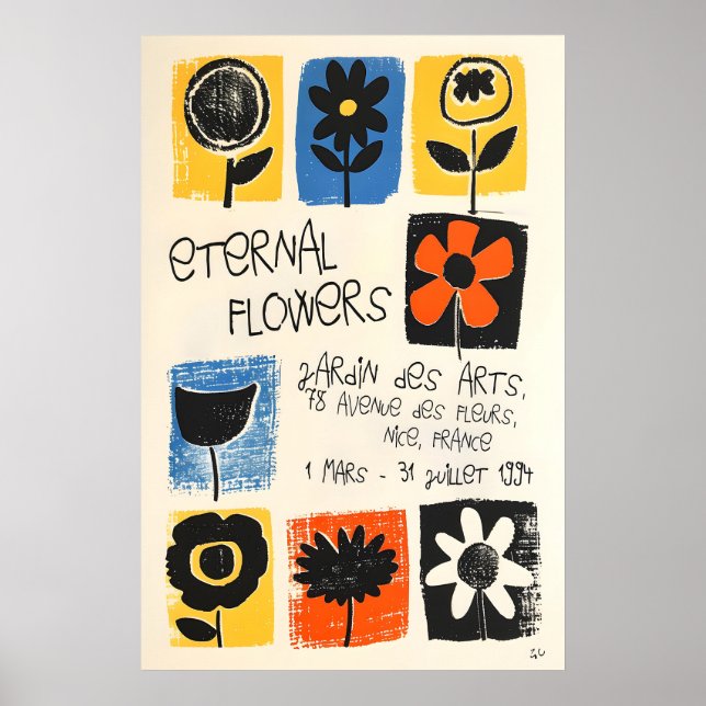 Impressão de Arte Floral Poster Botânico Abstrato, (Frente)