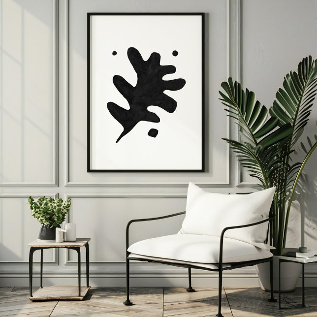 Impressão de Arte Foliada Moderna, Gouache Negro (Criador carregado)