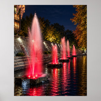 Impressão de Arte Fonte Vermelha Noturna 16x20 Sem