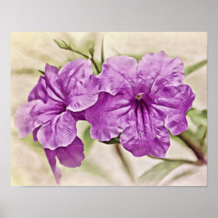 Impressão de Arte Fotográfica de Flor Roxo e Cre
