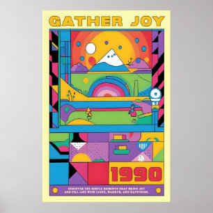 Impressão de Arte Geométrica Retro Anos 90 Montanh