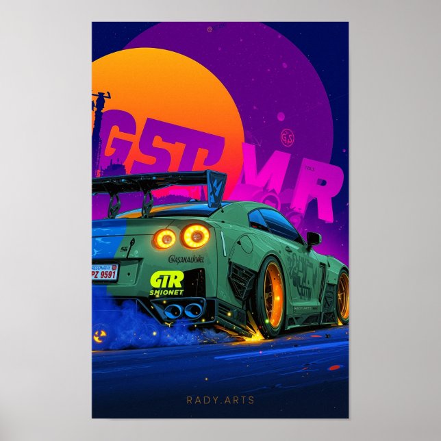 Impressão de Arte GTR da Futurística Street Racer (Frente)
