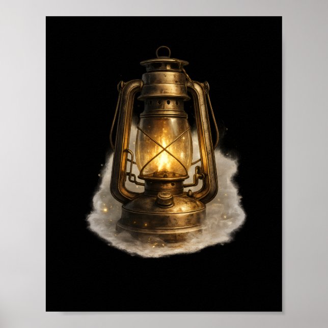Impressão de Arte Lanterna Querosene Vintage Glow  (Frente)