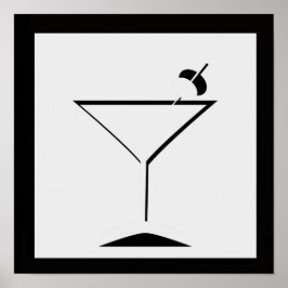 Impressão de Arte Mínima de Martini Preta e Branca