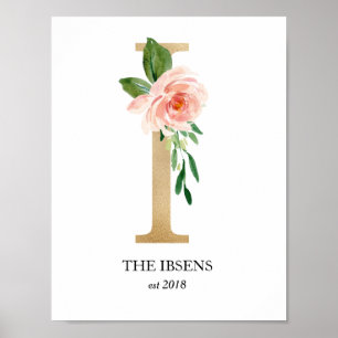 Impressão de Arte Monograma, Letra I, Casamento, B