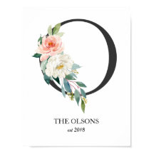 Impressão de Arte Monograma, Letra O, Casamento, B