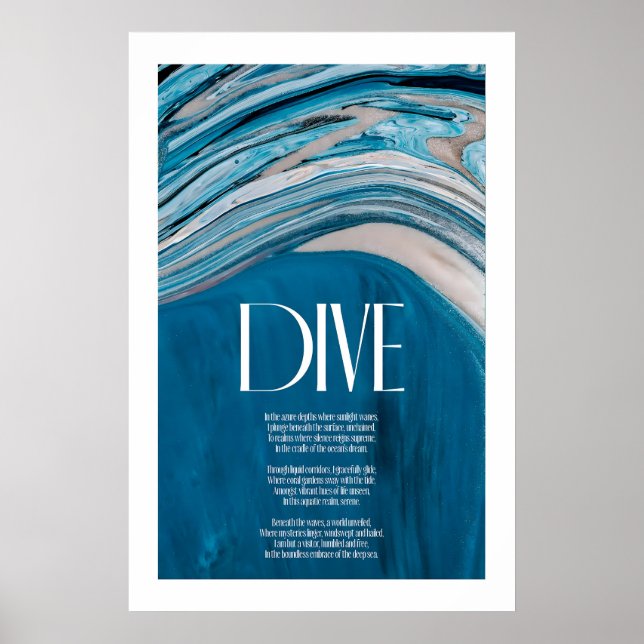 Impressão de Arte Oceânica Abstrata Azul Turquesa  (Frente)