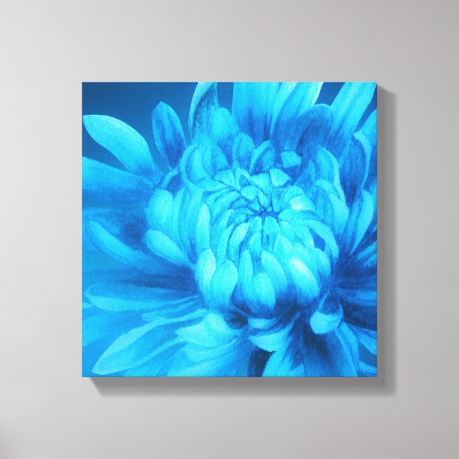 Impressão de arte original canvas floral azul (Frente)
