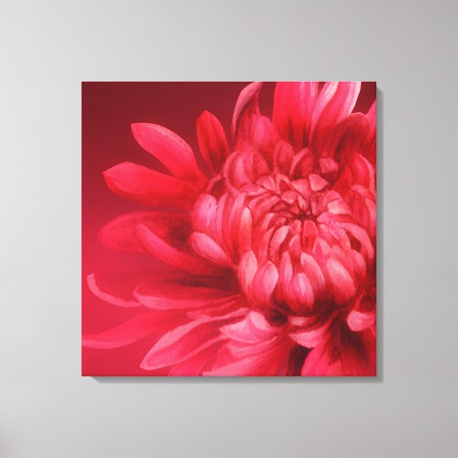 Impressão de arte original canvas floral vermelho (Frente)