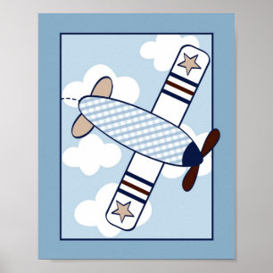 Impressão de Arte para Berçário de Avião Pequeno A