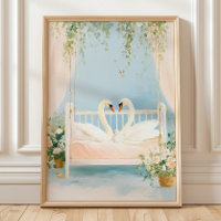 Impressão de Arte para Parede da Família de Cisnes
