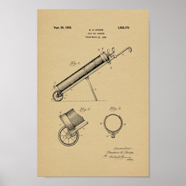 impressão de Arte Patente de Golfe de 1925 (Frente)