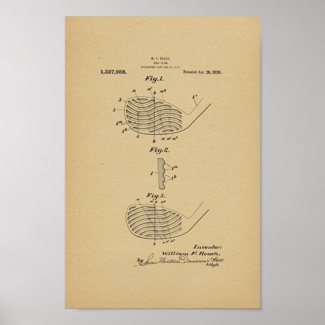impressão de Arte Patente do Clube de Golfe de 192 (Frente)