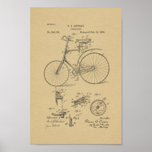 impressão de arte patenteada da bicicleta de 1889