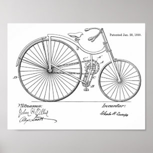 impressão de arte patenteada da bicicleta de 1890