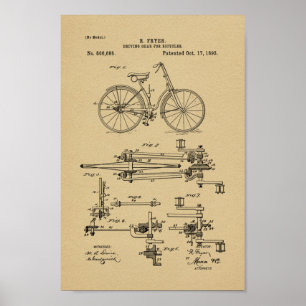 impressão de arte patenteada da bicicleta de 1893