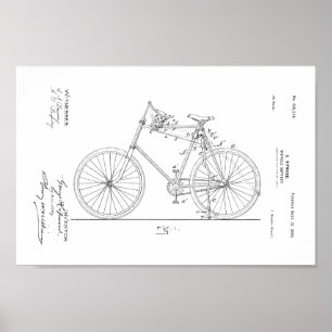 impressão de arte patenteada da bicicleta de 1898