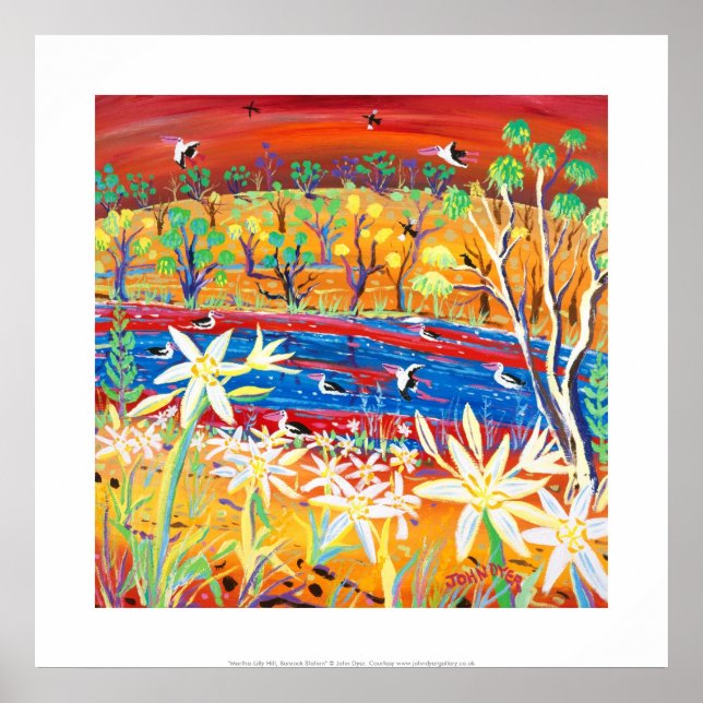 Impressão de Arte: Pelicanos e lírios da Estação B (Frente)