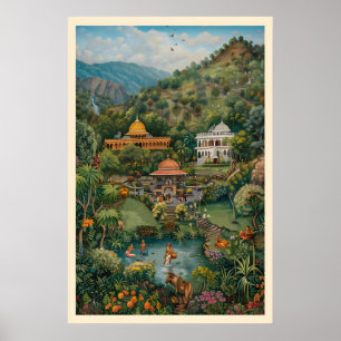 Impressão de Arte Pichwai Indiana Jardim do Paraís