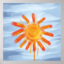 Impressão de arte, pintura do sol brilhante