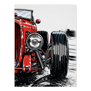Impressão de Arte Pop da Frente de Carro Clássico 
