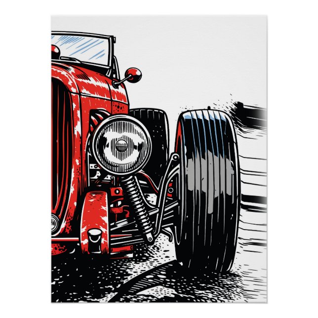 Impressão de Arte Pop da Frente de Carro Clássico  (Frente)