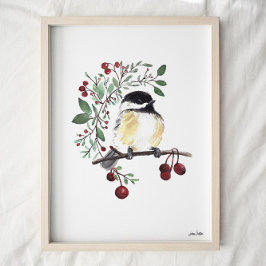 Impressão de Arte por Aquarela em Chickadee