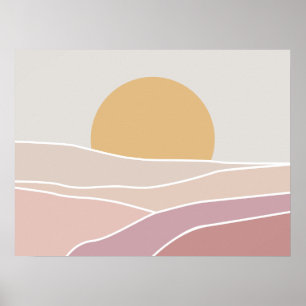 Impressão de Arte Sunset Mínima Rosa e Maurizada