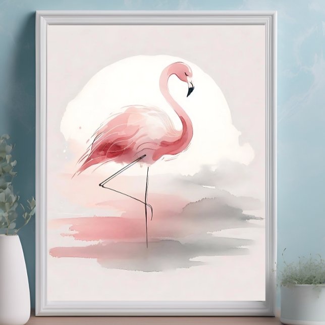 Impressão de Arte Tropical Minimalista de Flamingo (Criador carregado)