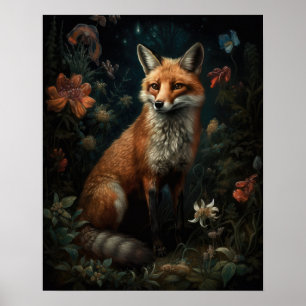 Impressão de Arte Vermelha de Cottagecore Negro