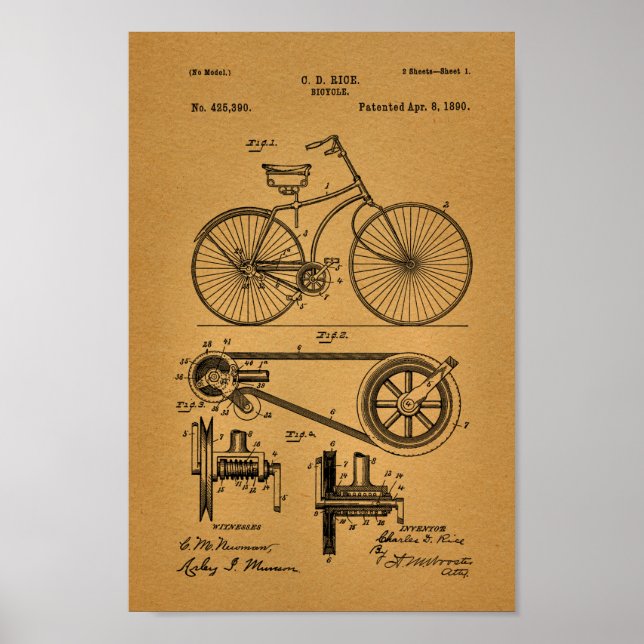 impressão de Artes de Bicicleta de 1890 (Frente)