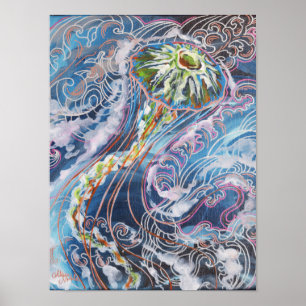 Impressão de Artes de Ondas Coloridas do Oceano Ge