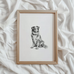 Impressão de Australian Shepherd, Esboço de Cachor