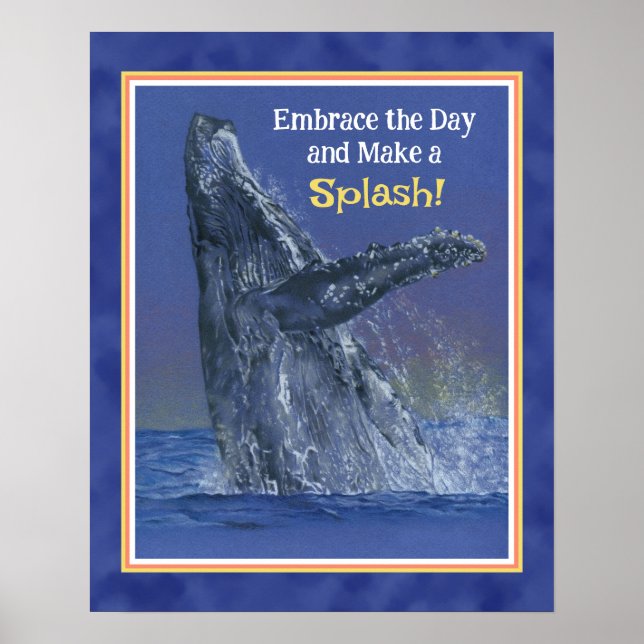 Impressão de baleia divertida Inspiradora - borda  (Frente)