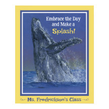 Impressão de baleia divertida para a borda amarela