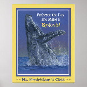 Impressão de baleia divertida para a borda amarela