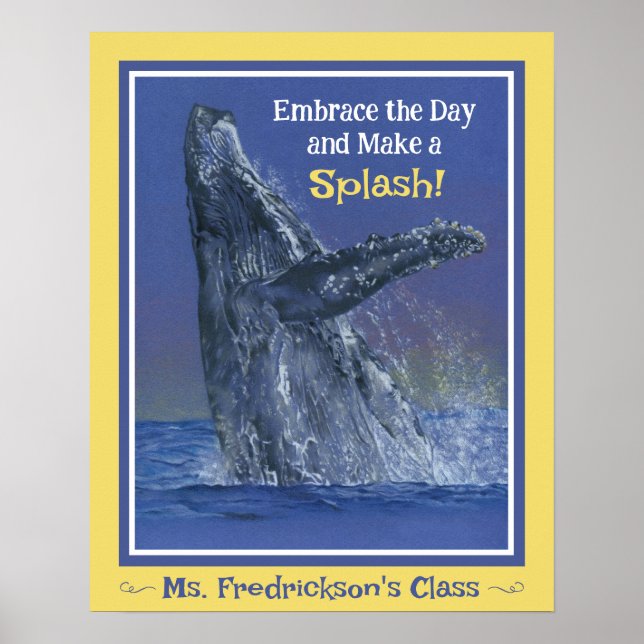 Impressão de baleia divertida para a borda amarela (Frente)